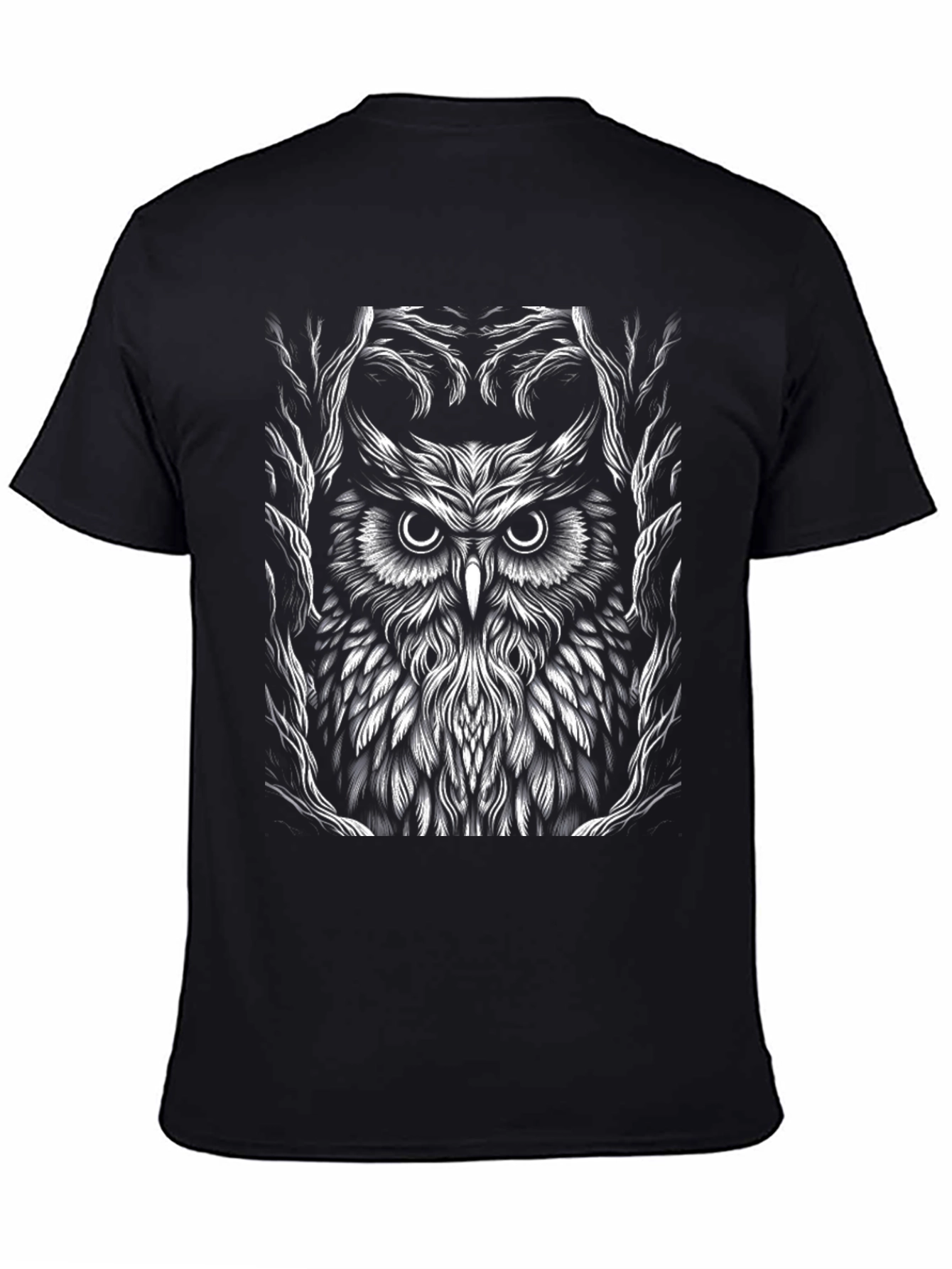 Owl Graphic Tee - Black Cotton T-Shirt