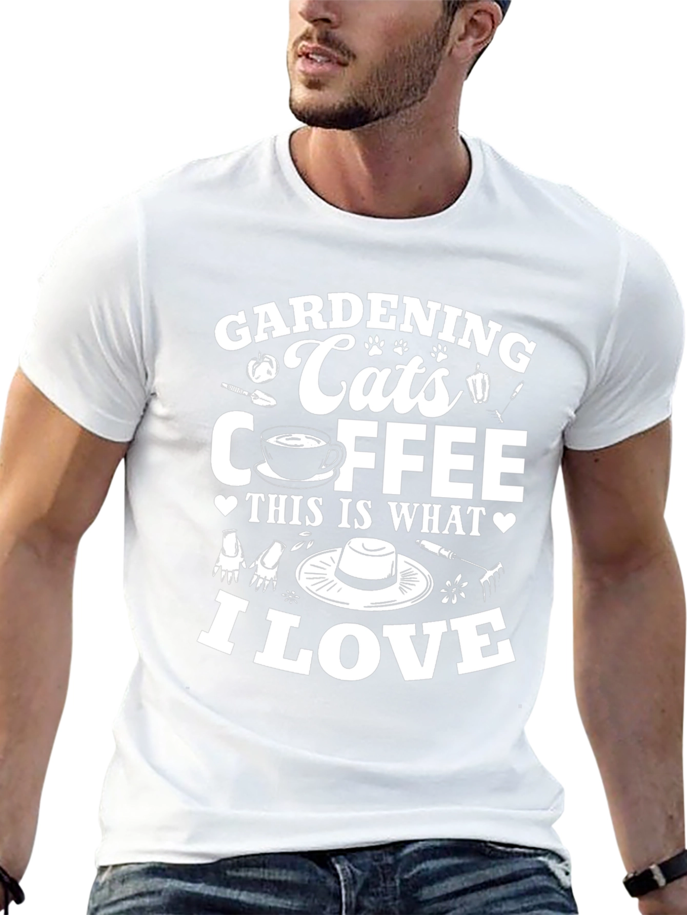 Gardening Cats Coffee I Love T-Shirt