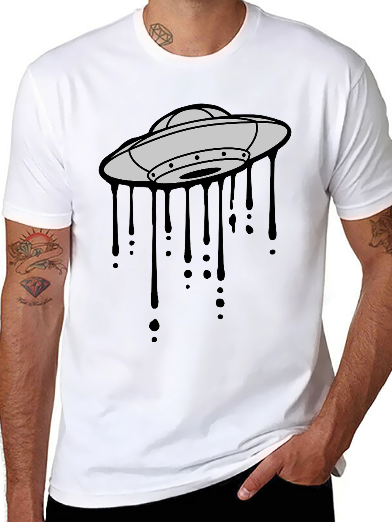 UFO Drip Graphic Black T-Shirt