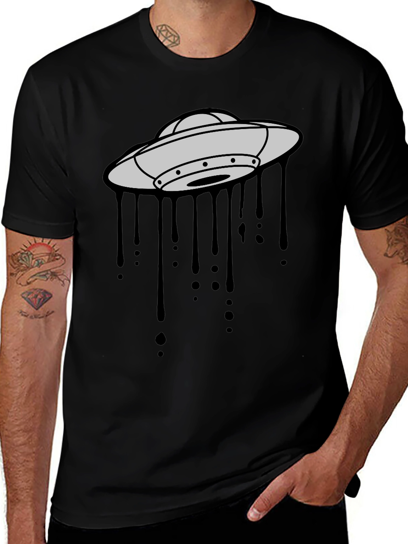 UFO Drip Graphic Black T-Shirt