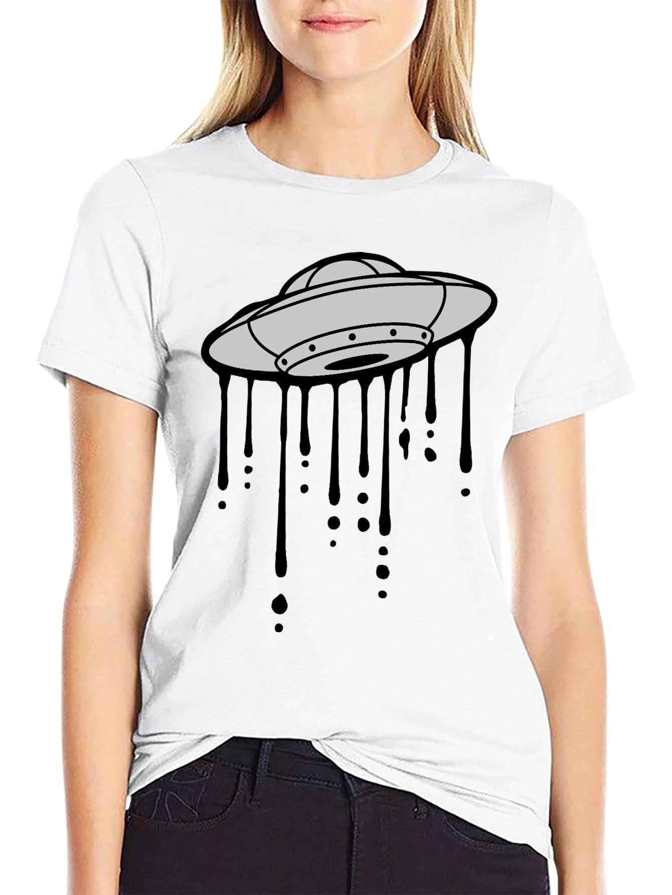 UFO Drip Graphic Black T-Shirt