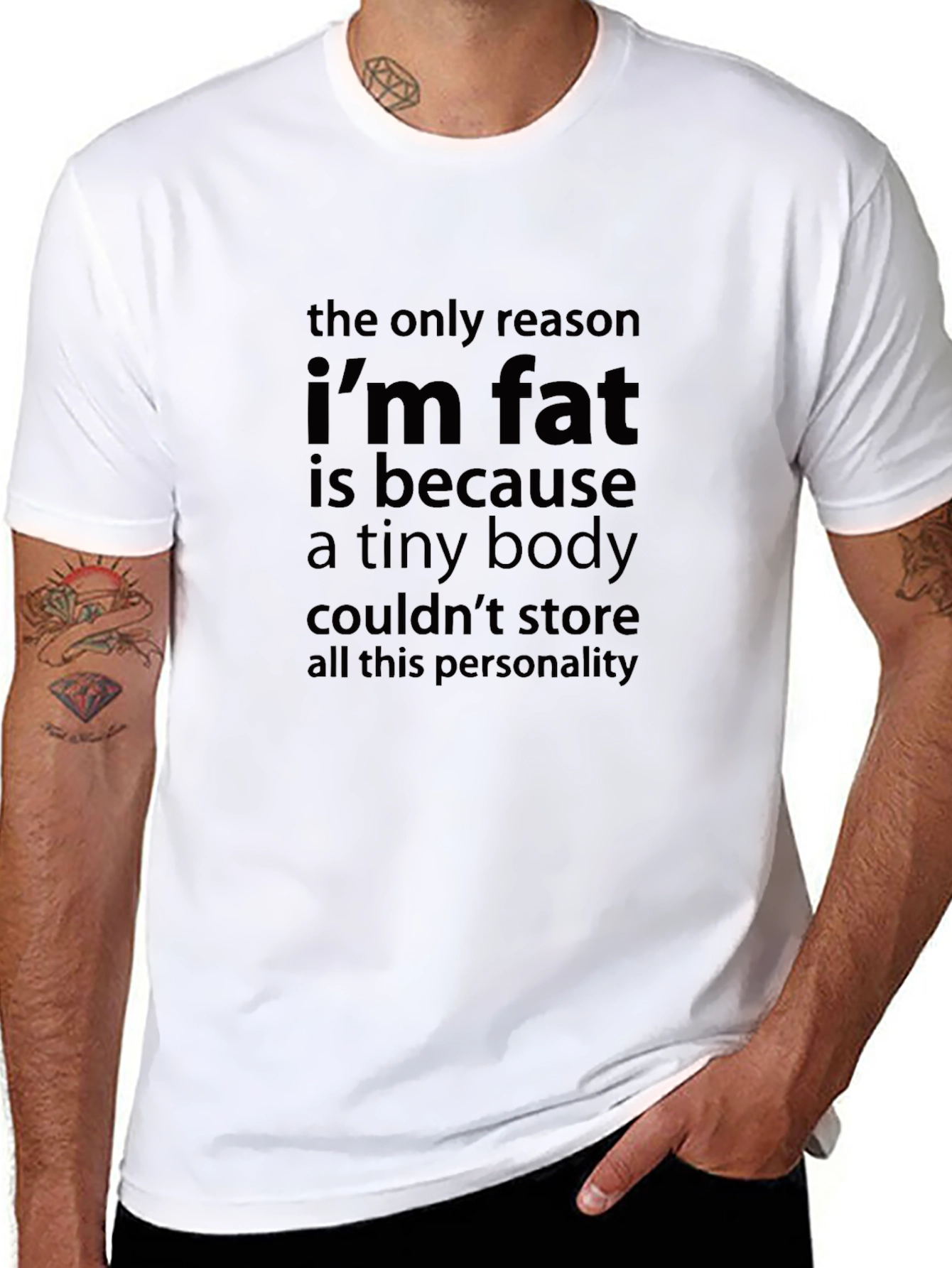 Funny Im Fat Slogan Black T-Shirt