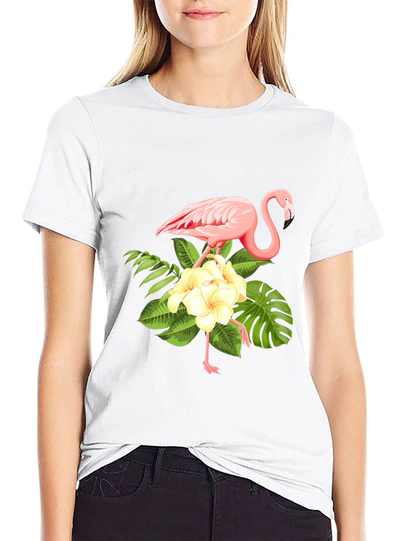 Flamingo Floral Print T-Shirt