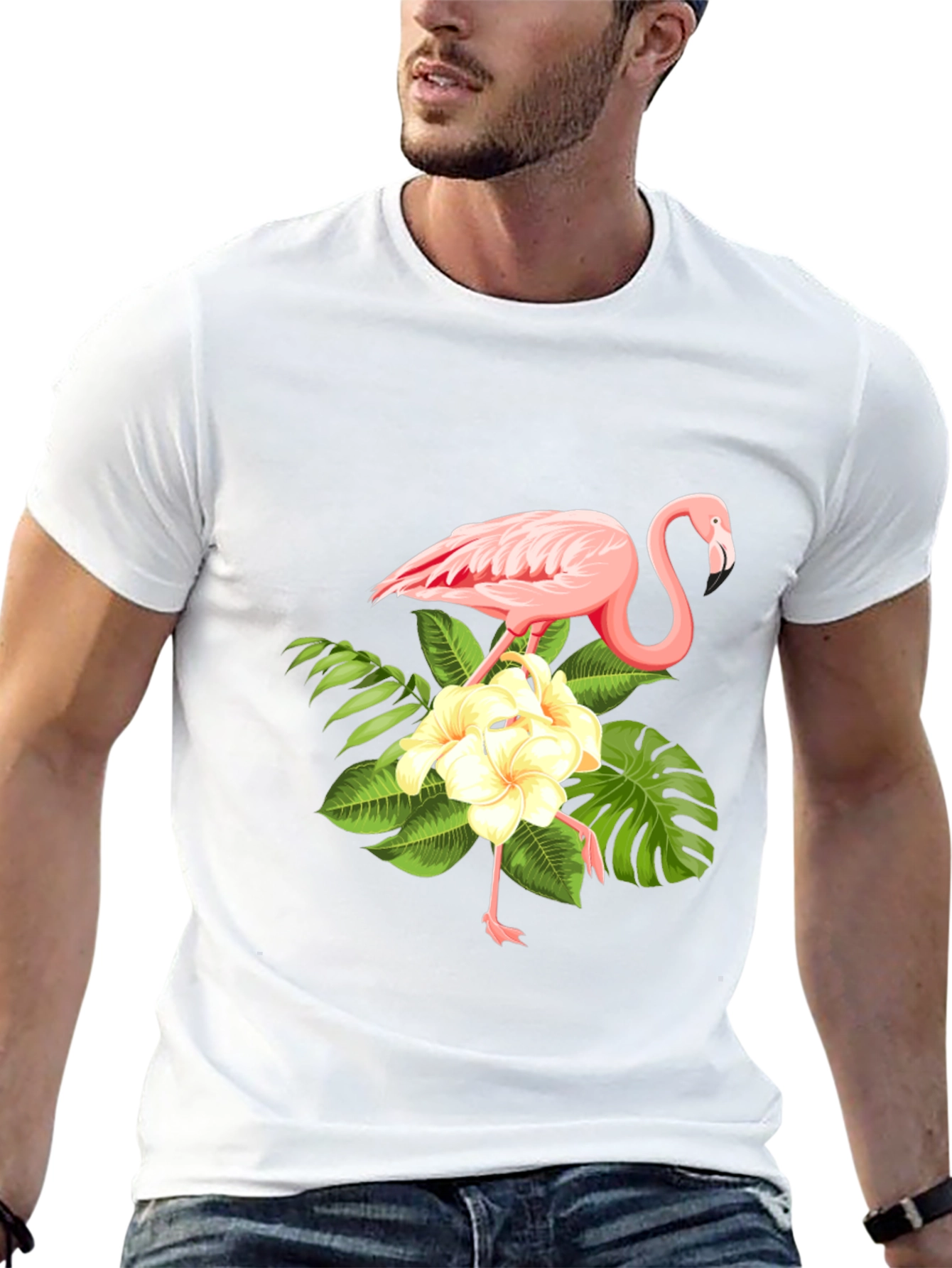 Flamingo Floral Print T-Shirt