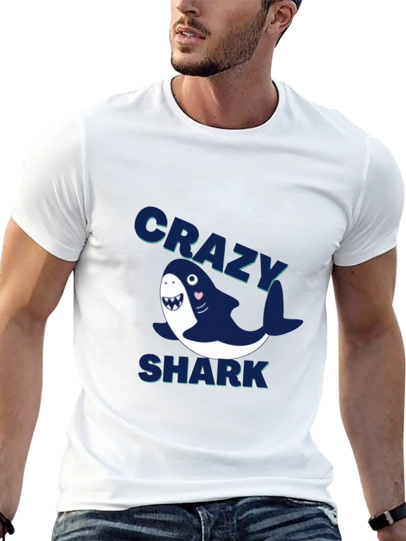 Crazy Shark Graphic Tee - Mens Black T-Shirt