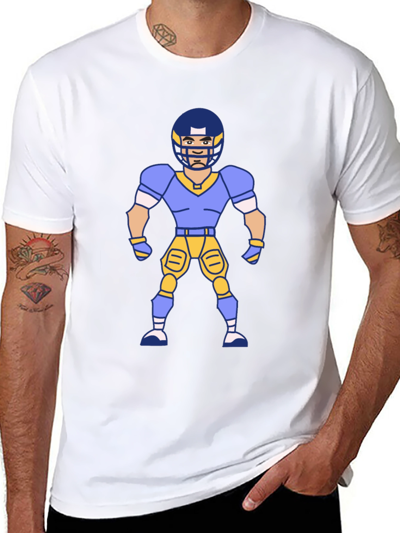 Cartoon Football Player Graphic T-Shirt