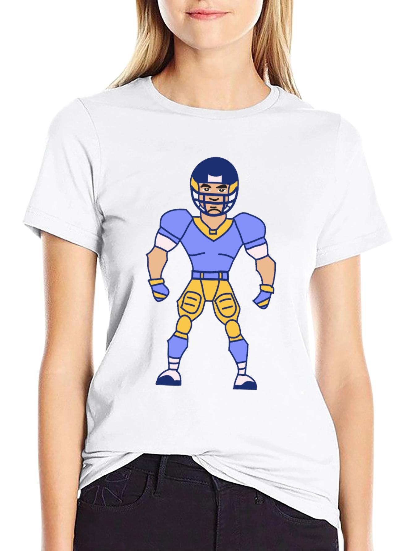 Cartoon Football Player Graphic T-Shirt