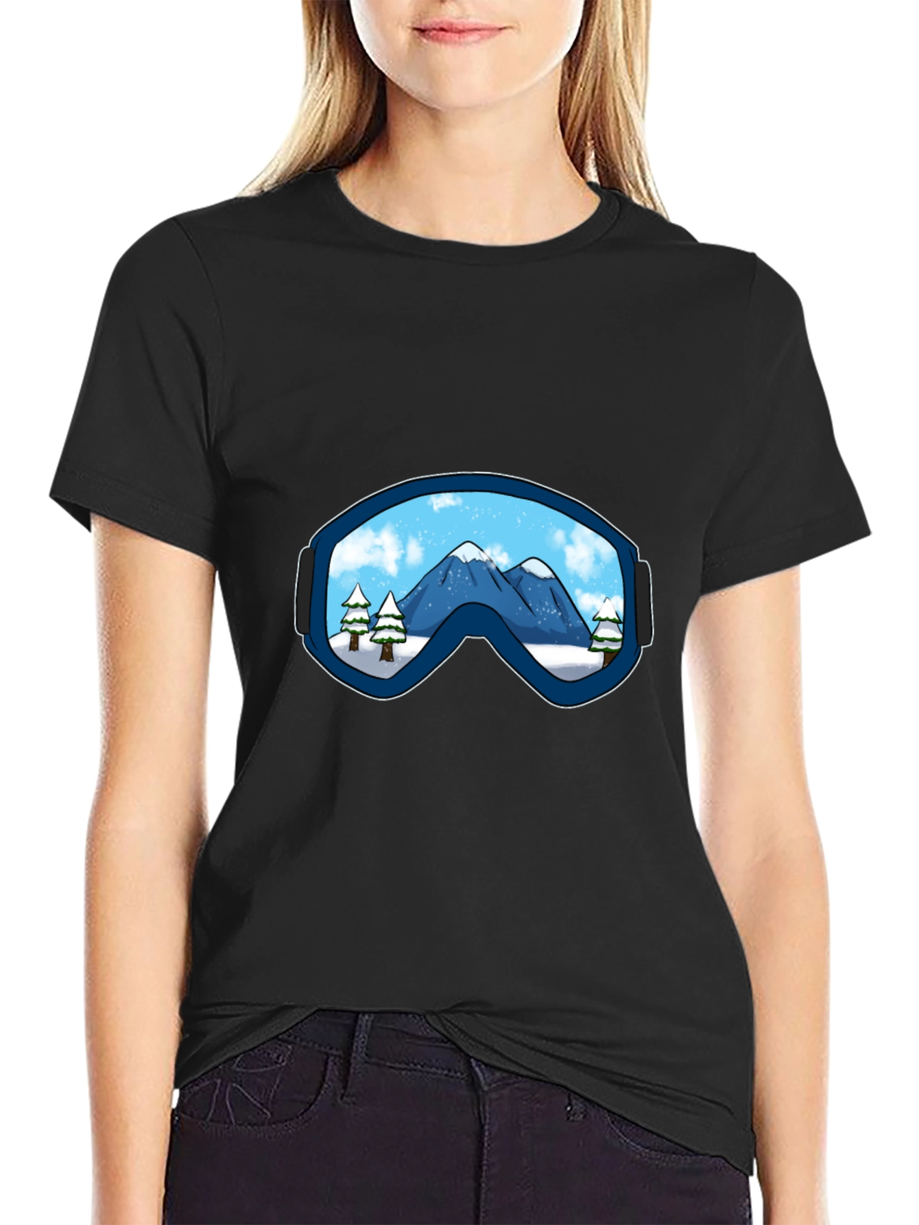 Mountain View Ski Goggles Graphic Tee - Black