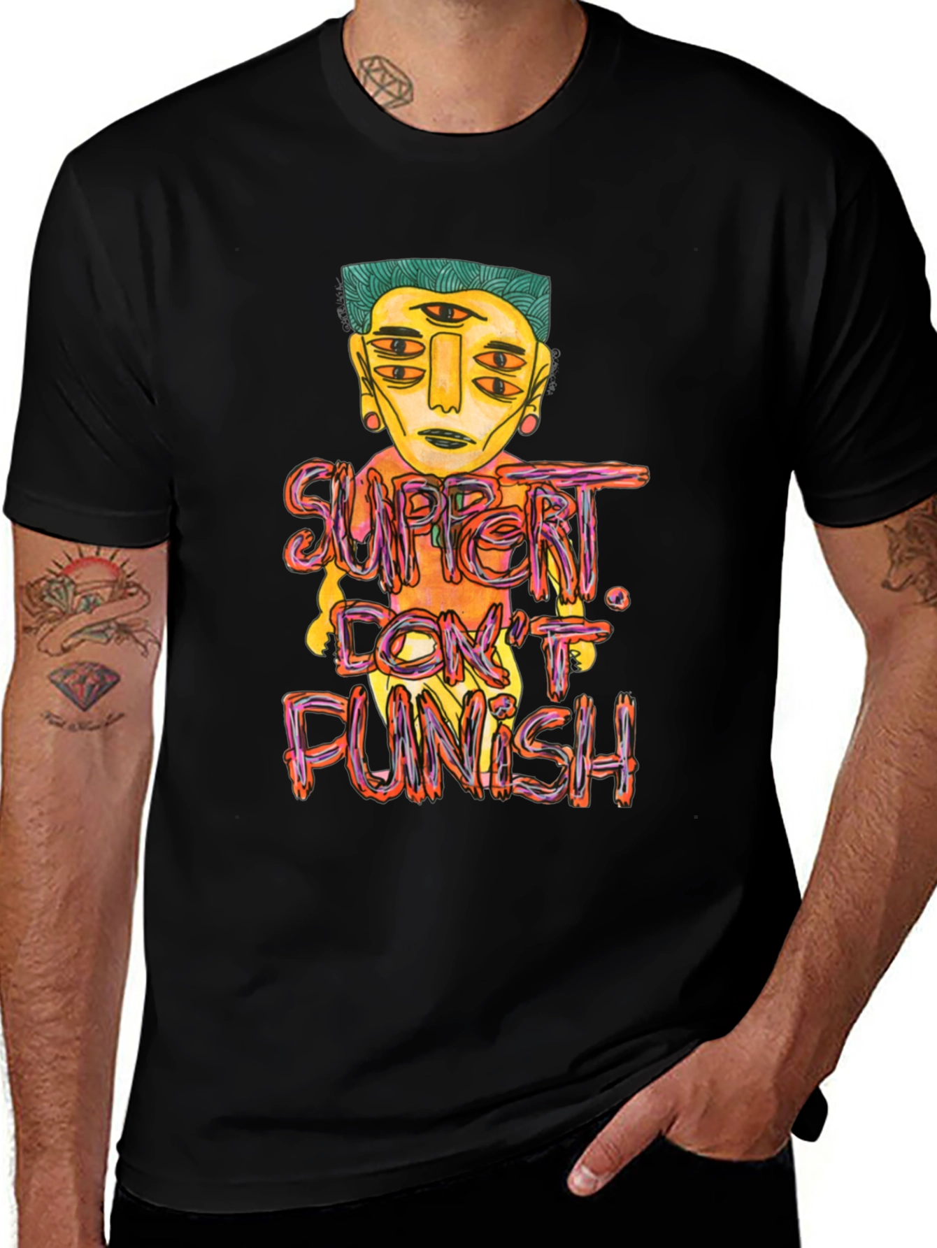 Unique Graphic Tee - Support Dont Punish