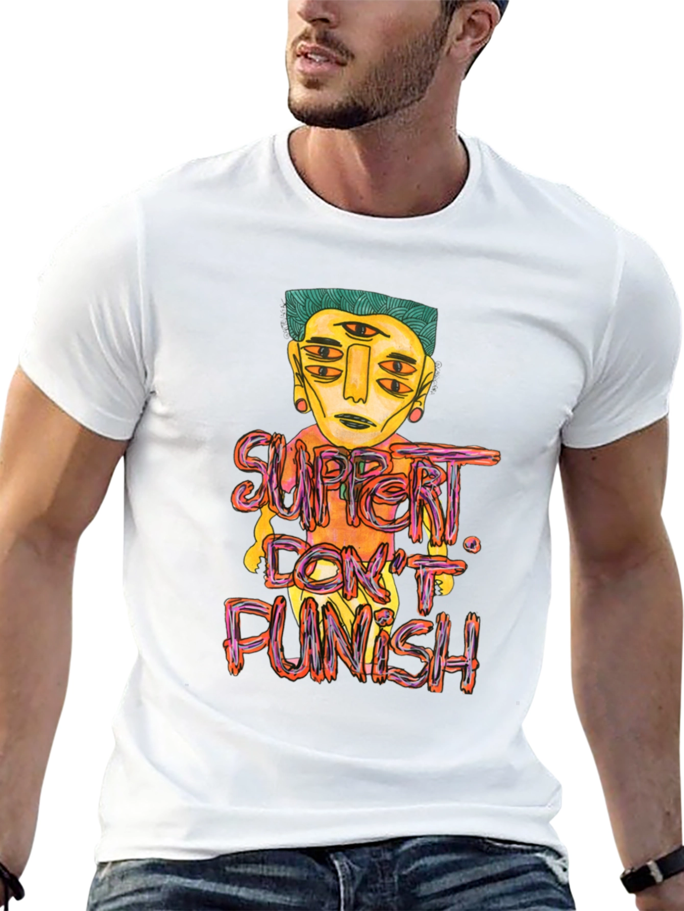 Unique Graphic Tee - Support Dont Punish