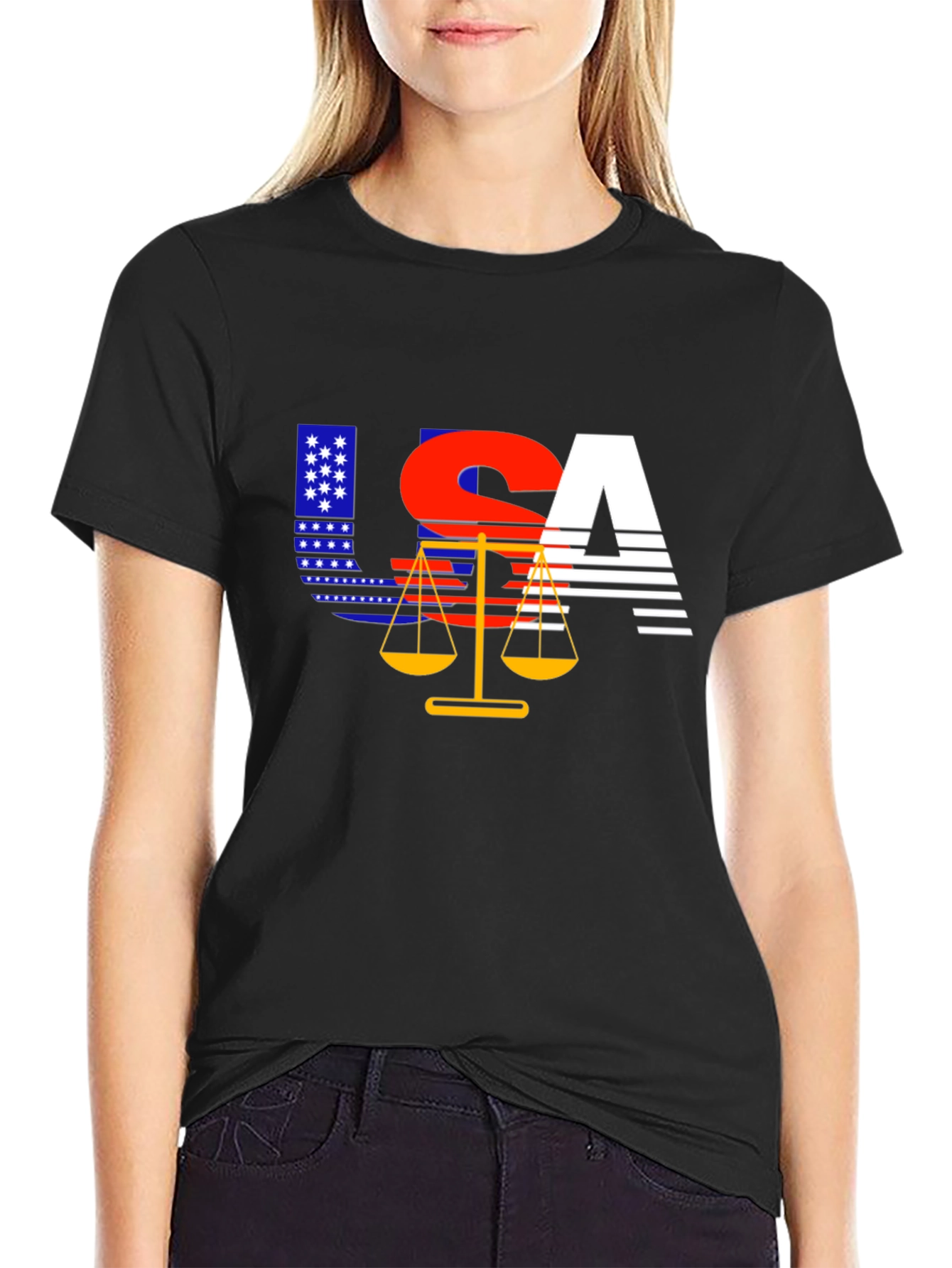 USA Justice T-Shirt - Patriotic Design