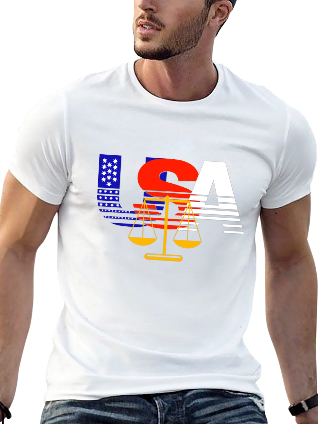 USA Justice T-Shirt - Patriotic Design