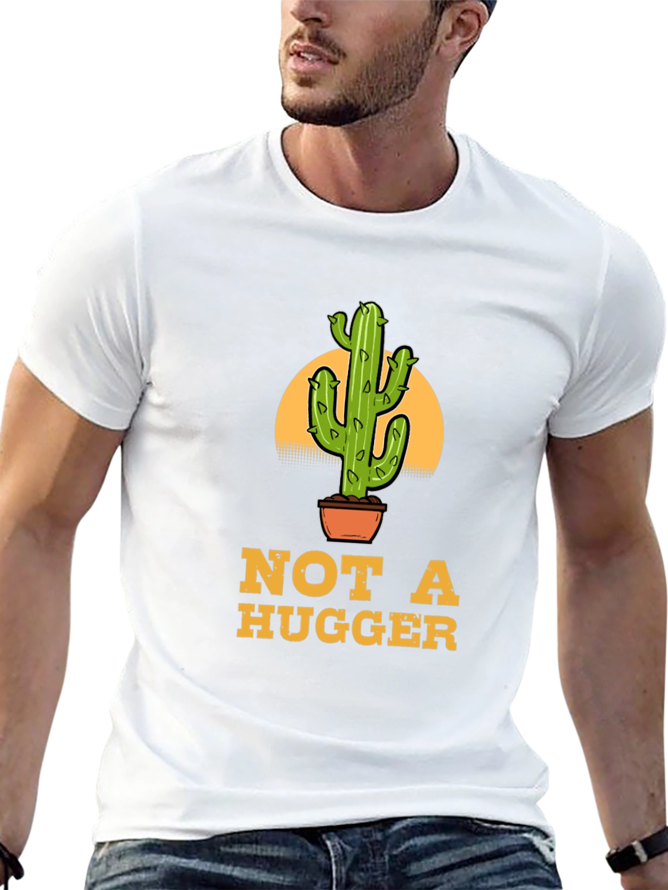 Not A Hugger Cactus Graphic T-Shirt