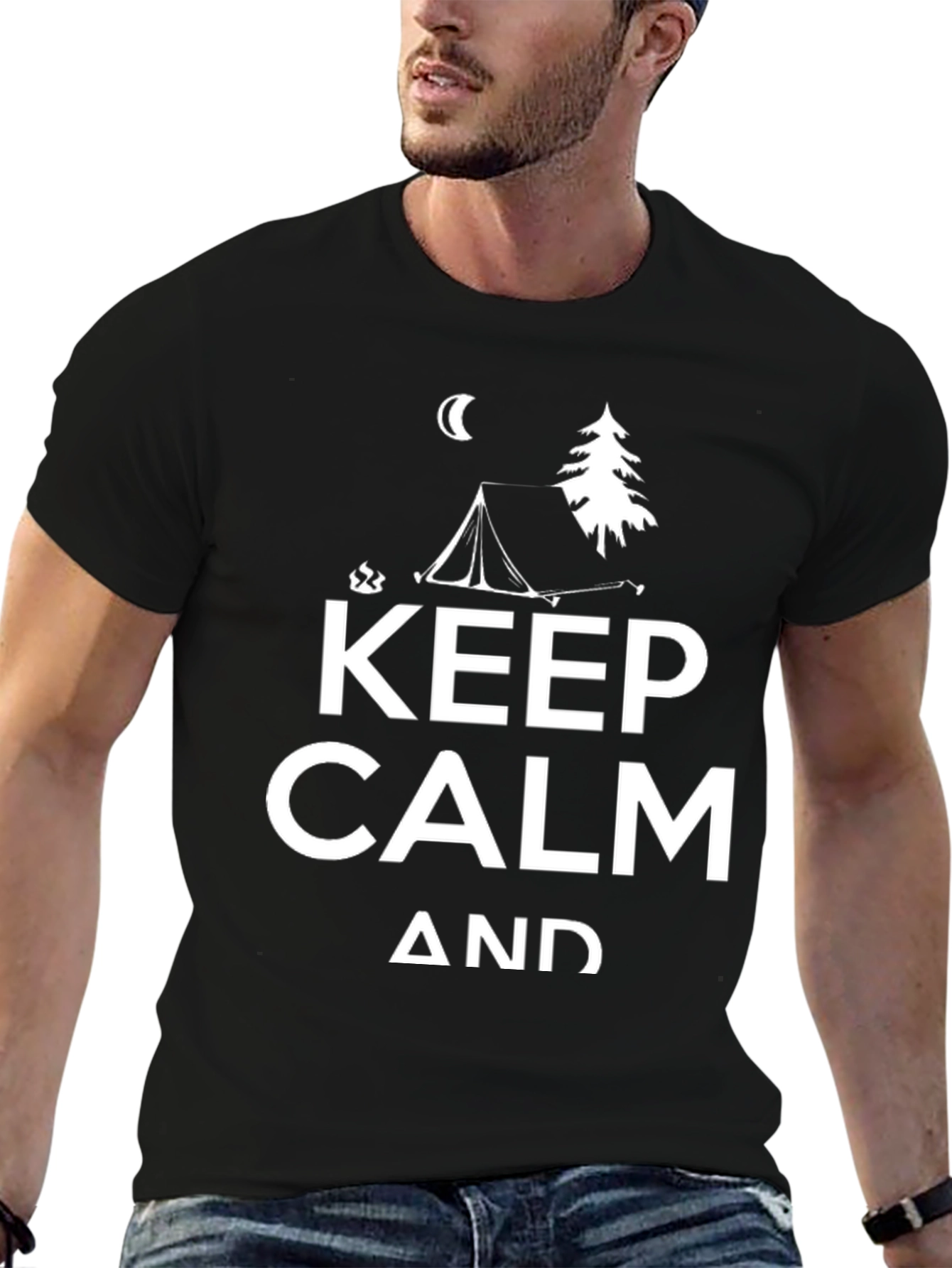 Keep Calm and Camp Black Graphic T-Shirt