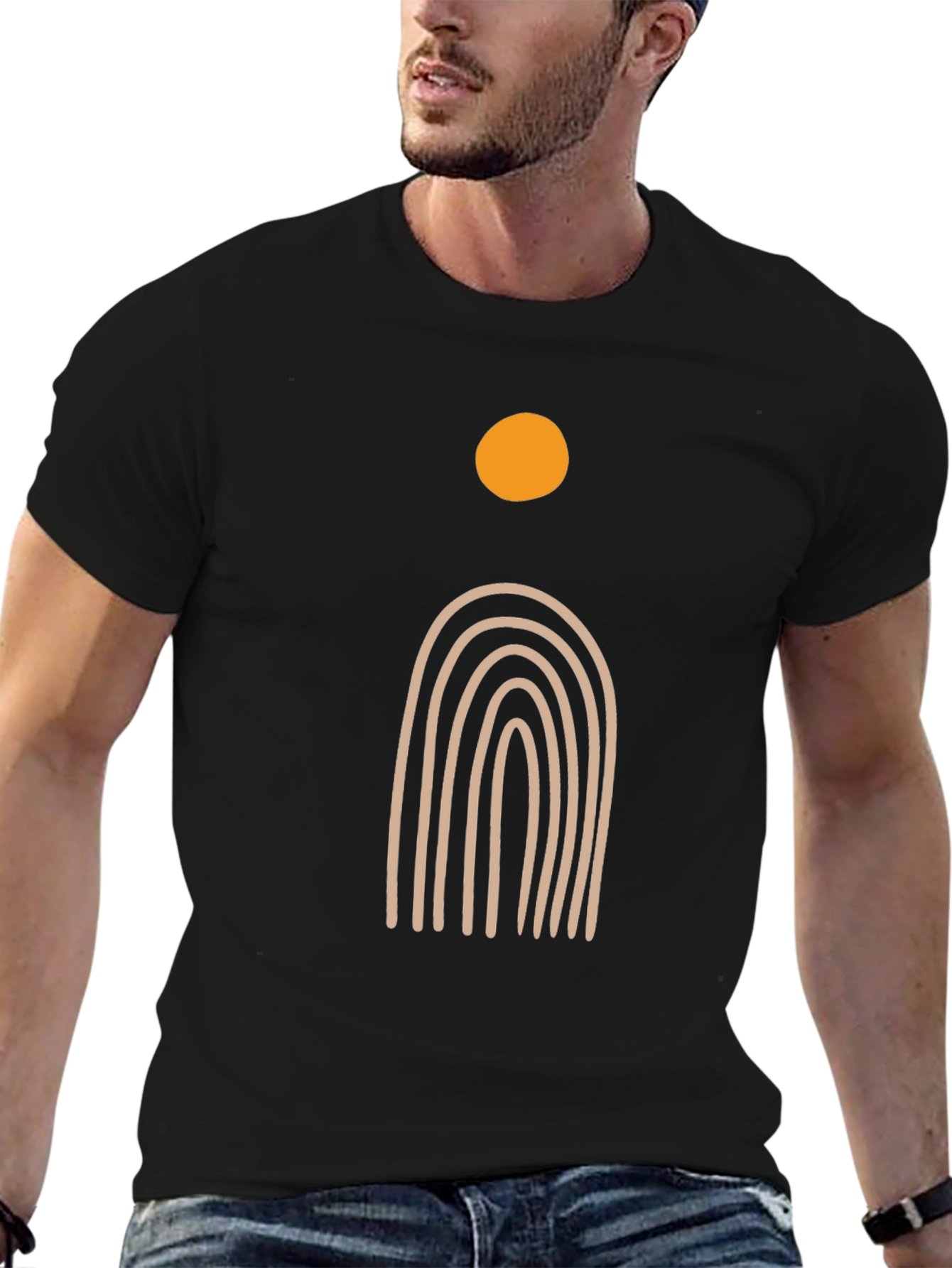Minimalist Sun & Arch Black T-Shirt