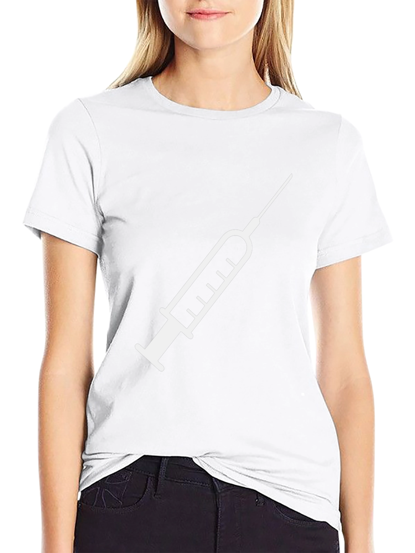 Vaccination T-Shirt: White Syringe Graphic Black Tee