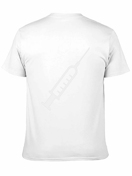 Vaccination T-Shirt: White Syringe Graphic Black Tee