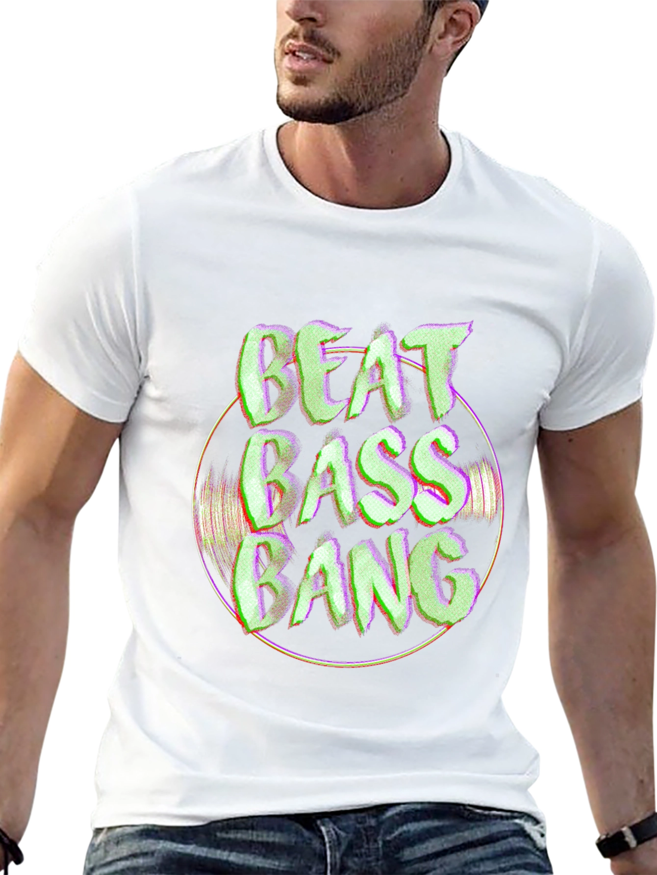 Beat Bass Bang Graphic Black T-Shirt