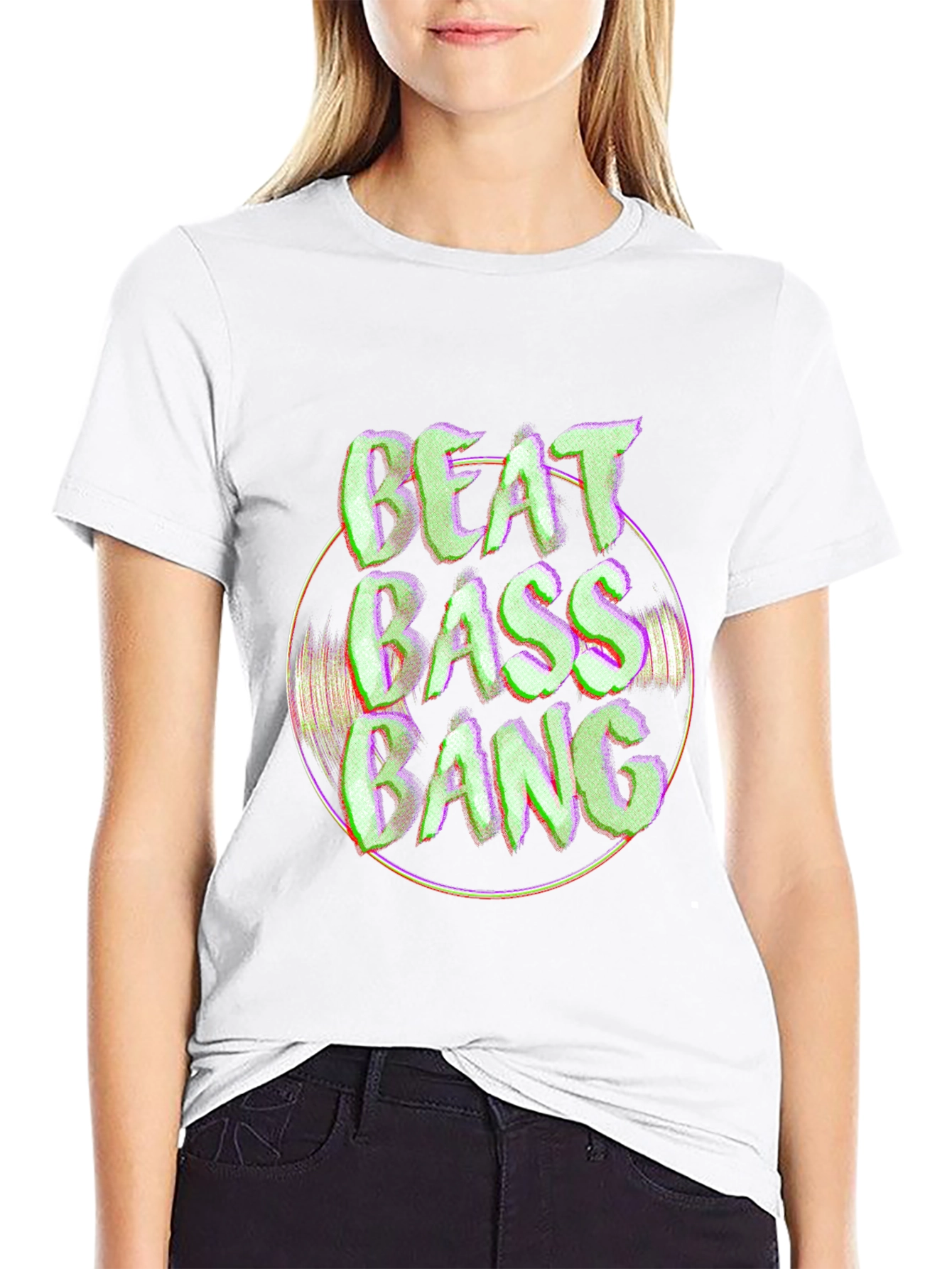 Beat Bass Bang Graphic Black T-Shirt