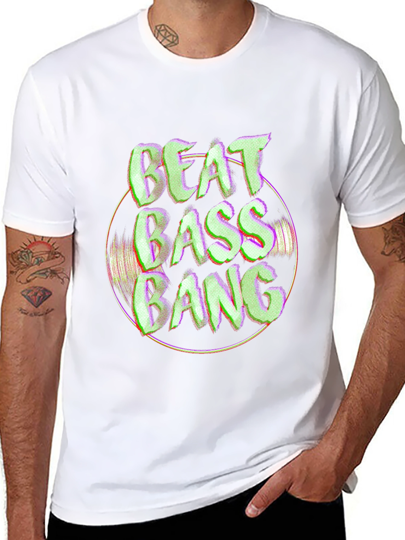 Beat Bass Bang Graphic Black T-Shirt