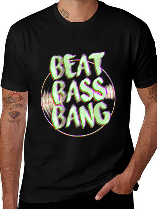 Beat Bass Bang Graphic Black T-Shirt