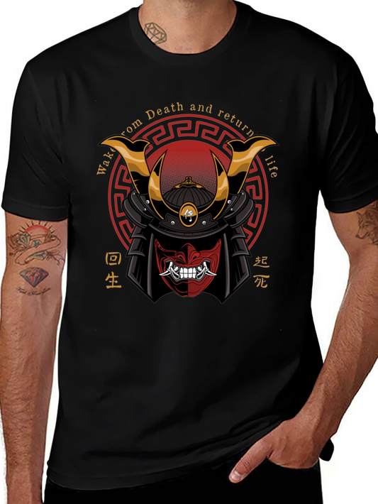 Samurai Mask Graphic Tee - Death and Rebirth Design