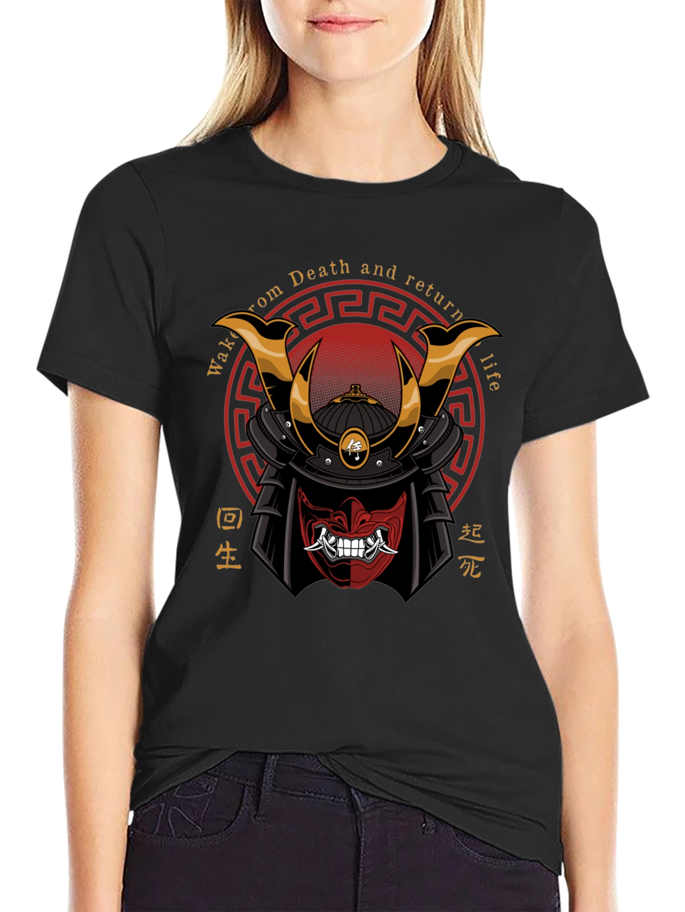 Samurai Mask Graphic Tee - Death and Rebirth Design