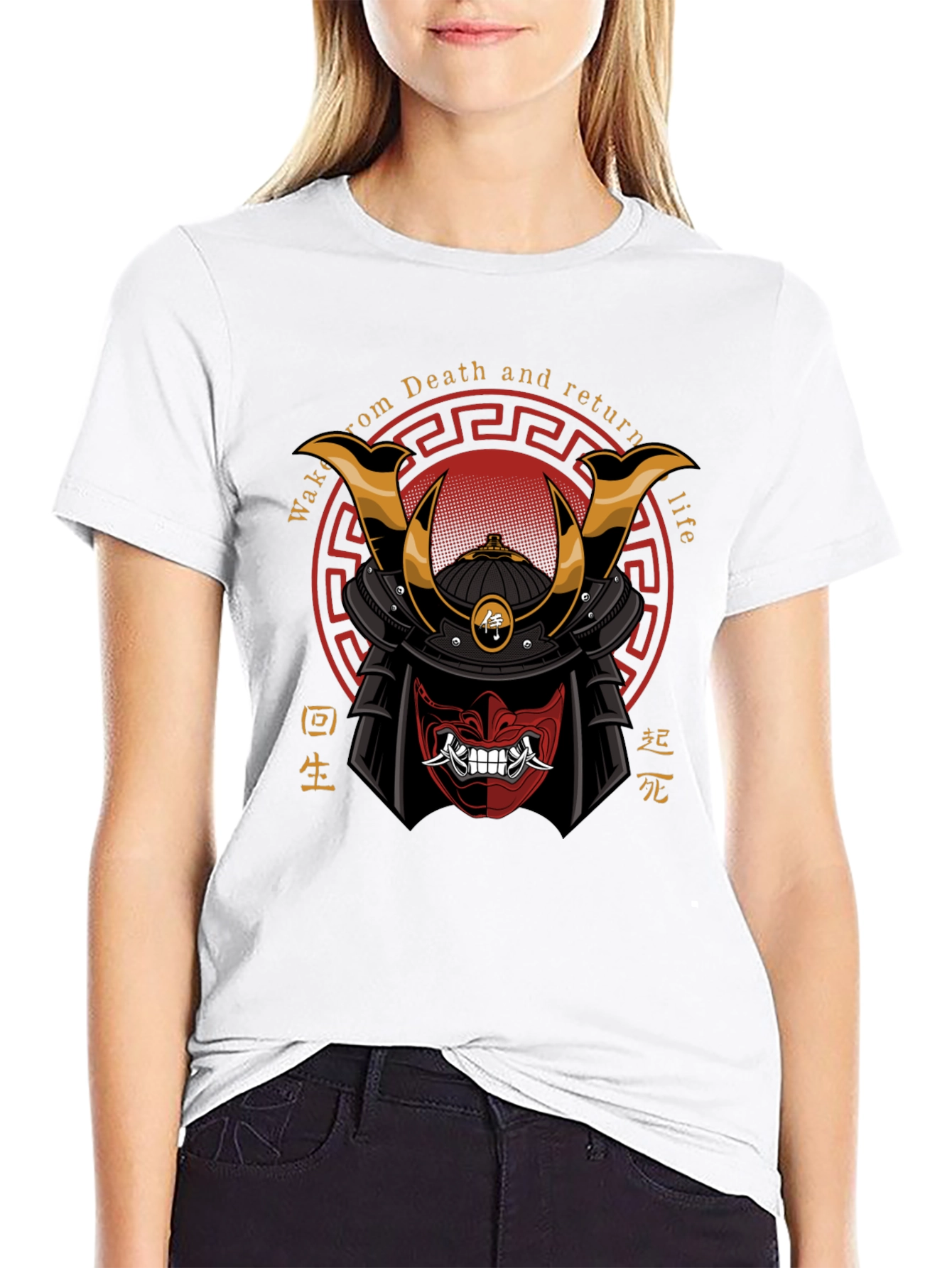 Samurai Mask Graphic Tee - Death and Rebirth Design