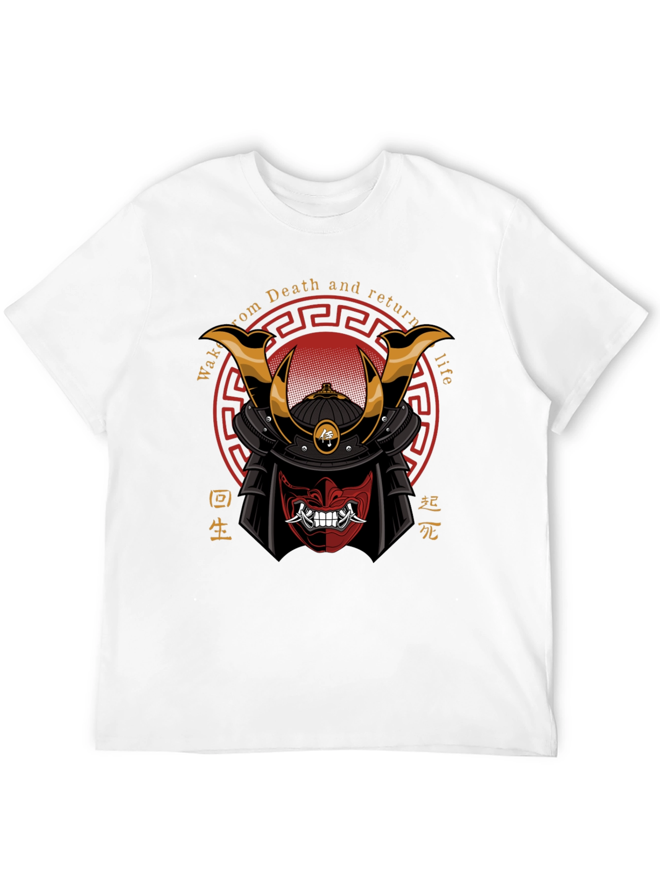 Samurai Mask Graphic Tee - Death and Rebirth Design