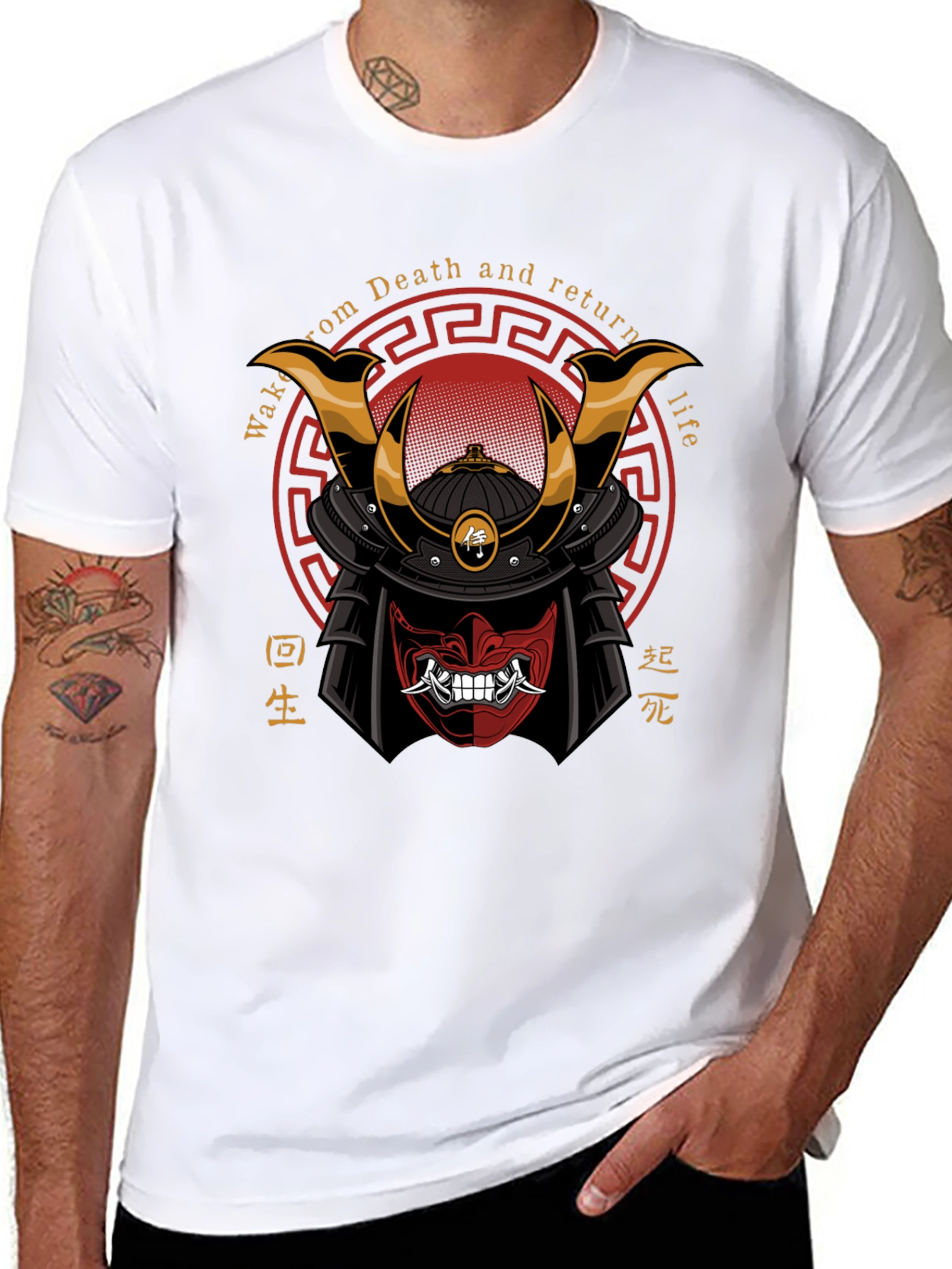 Samurai Mask Graphic Tee - Death and Rebirth Design