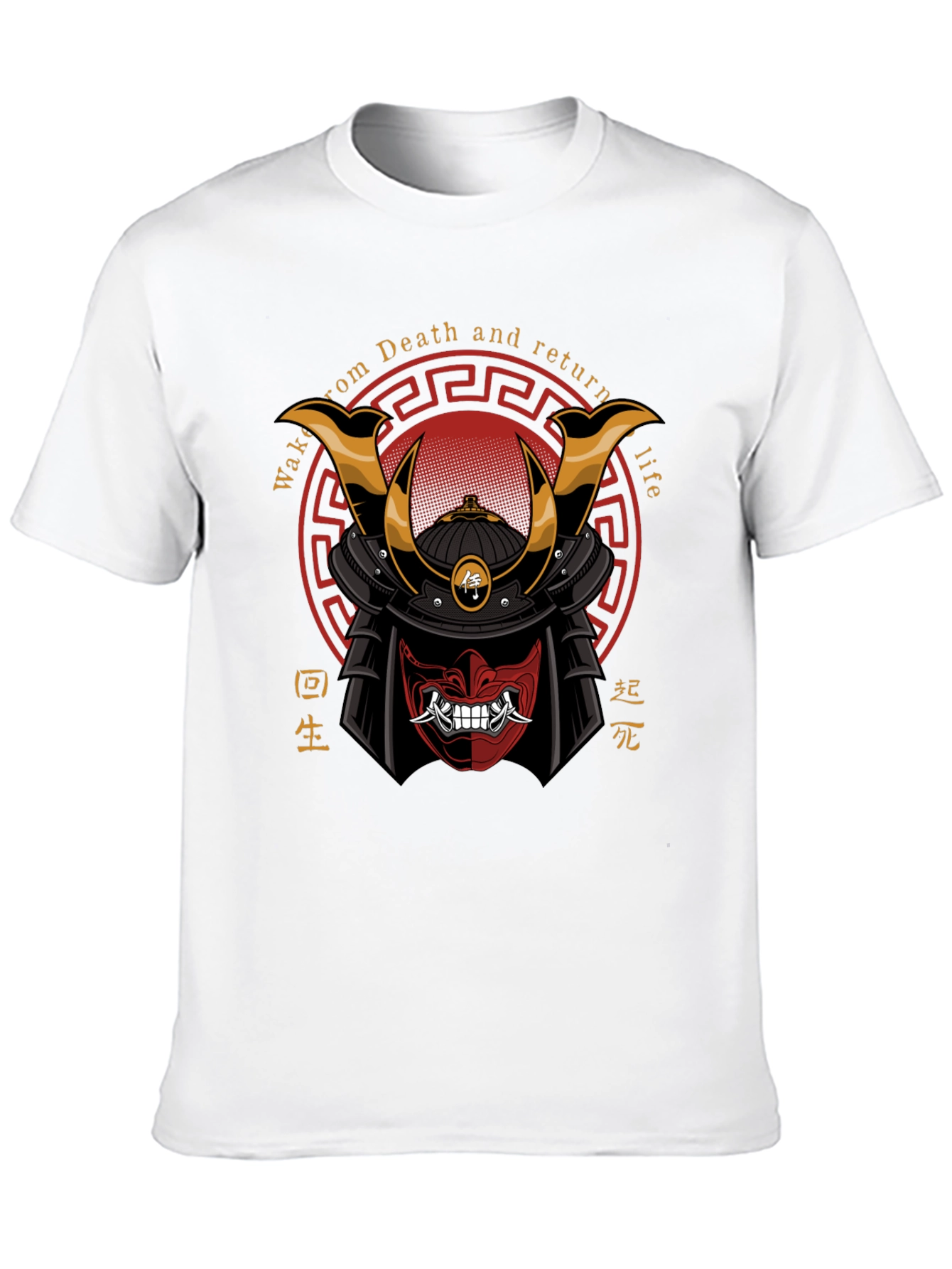 Samurai Mask Graphic Tee - Death and Rebirth Design