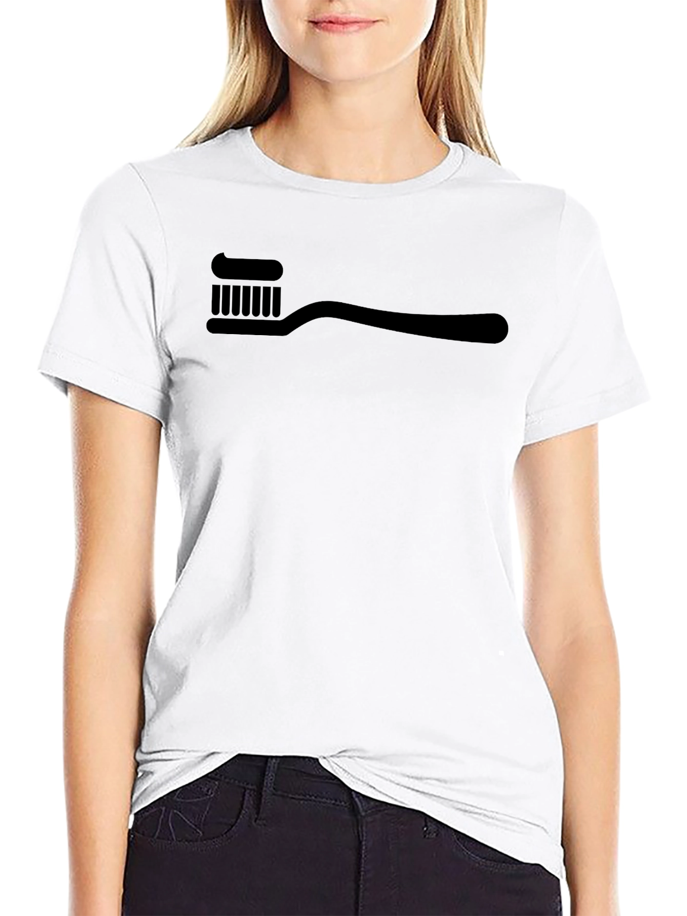 Toothbrush Graphic Tee - Black Cotton Blend