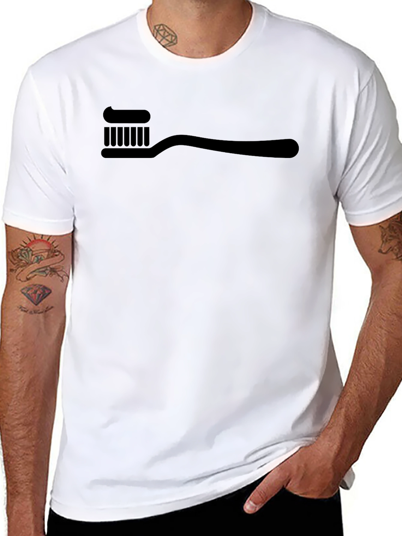 Toothbrush Graphic Tee - Black Cotton Blend