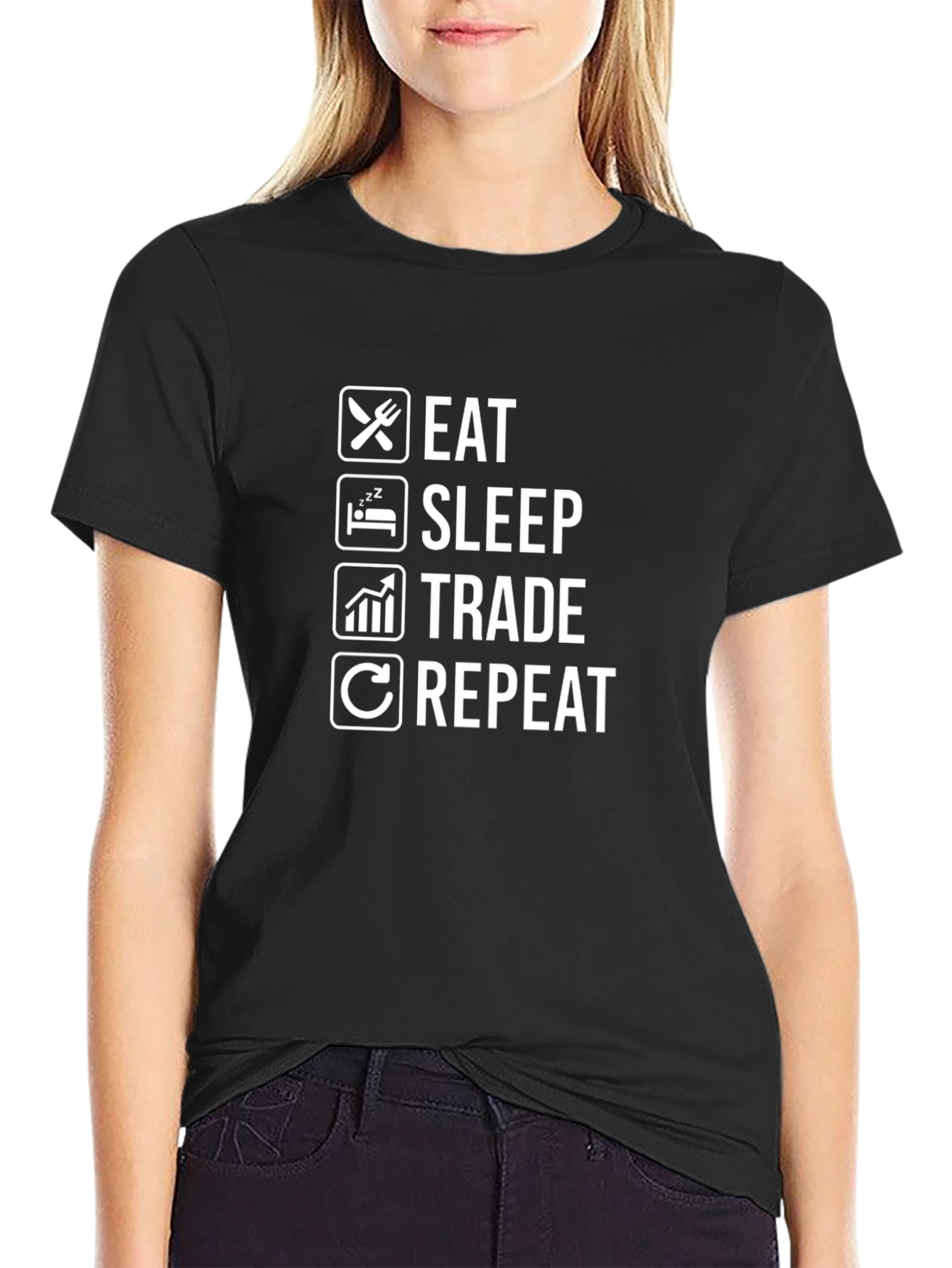 Eat Sleep Trade Repeat Black T-Shirt