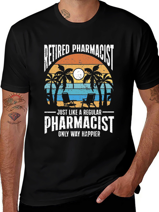 Retired Pharmacist T-Shirt - Beach Scene Design