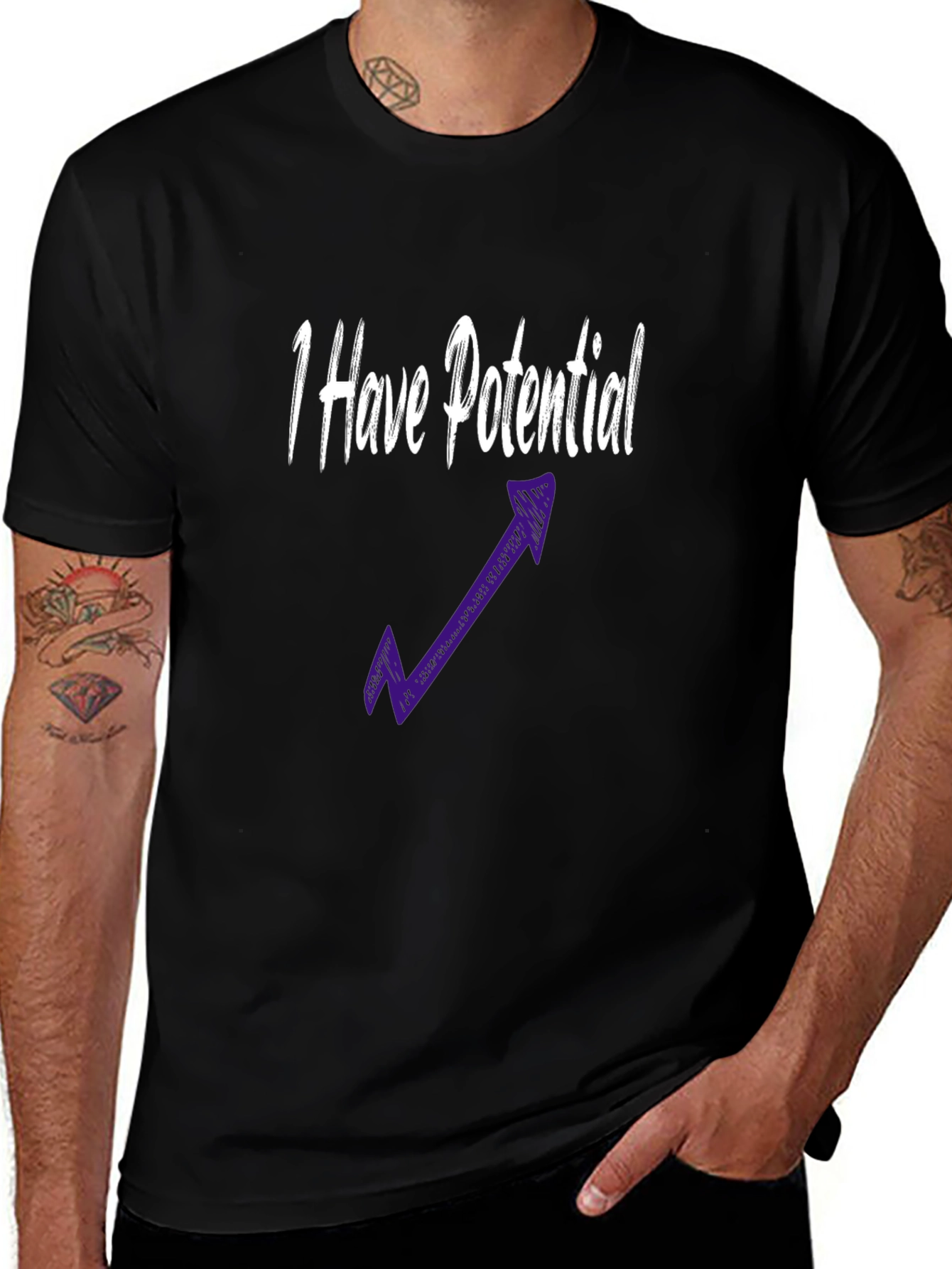 I Have Potential Graphic Tee - Black Cotton Blend