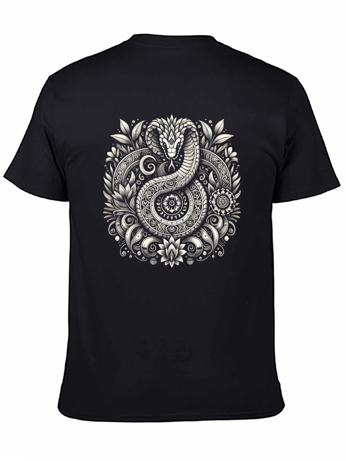 Ornate Snake Graphic Tee - Black