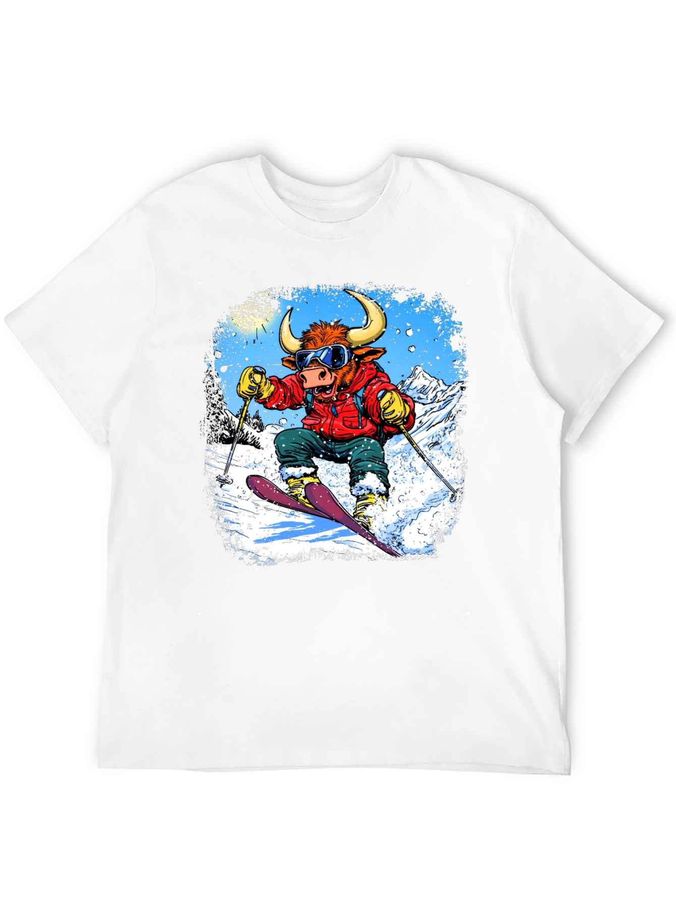 Bull Skier Graphic T-Shirt