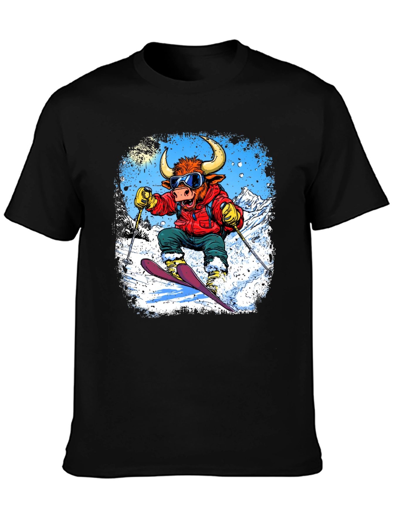 Bull Skier Graphic T-Shirt