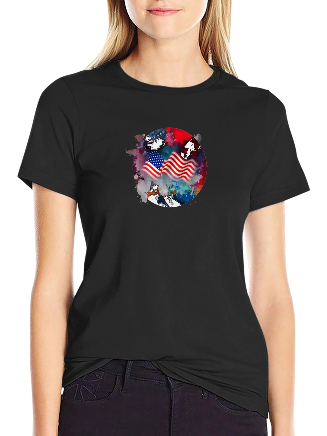 Patriotic American Flag Graphic Tee