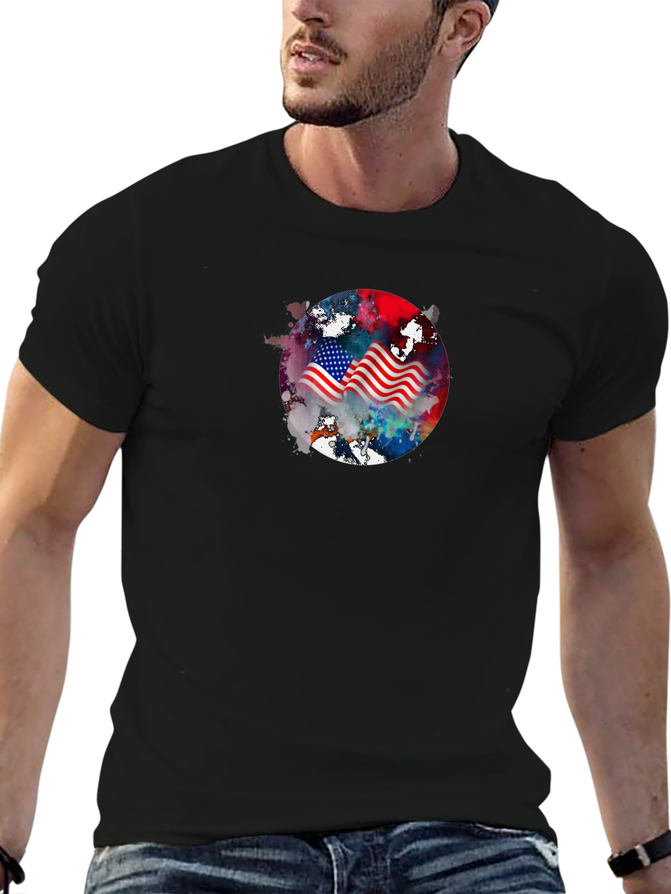 Patriotic American Flag Graphic Tee