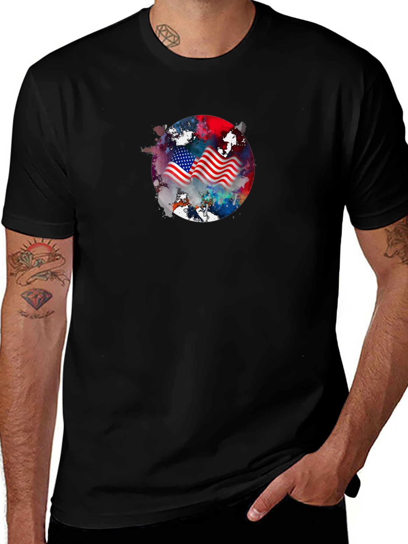 Patriotic American Flag Graphic Tee