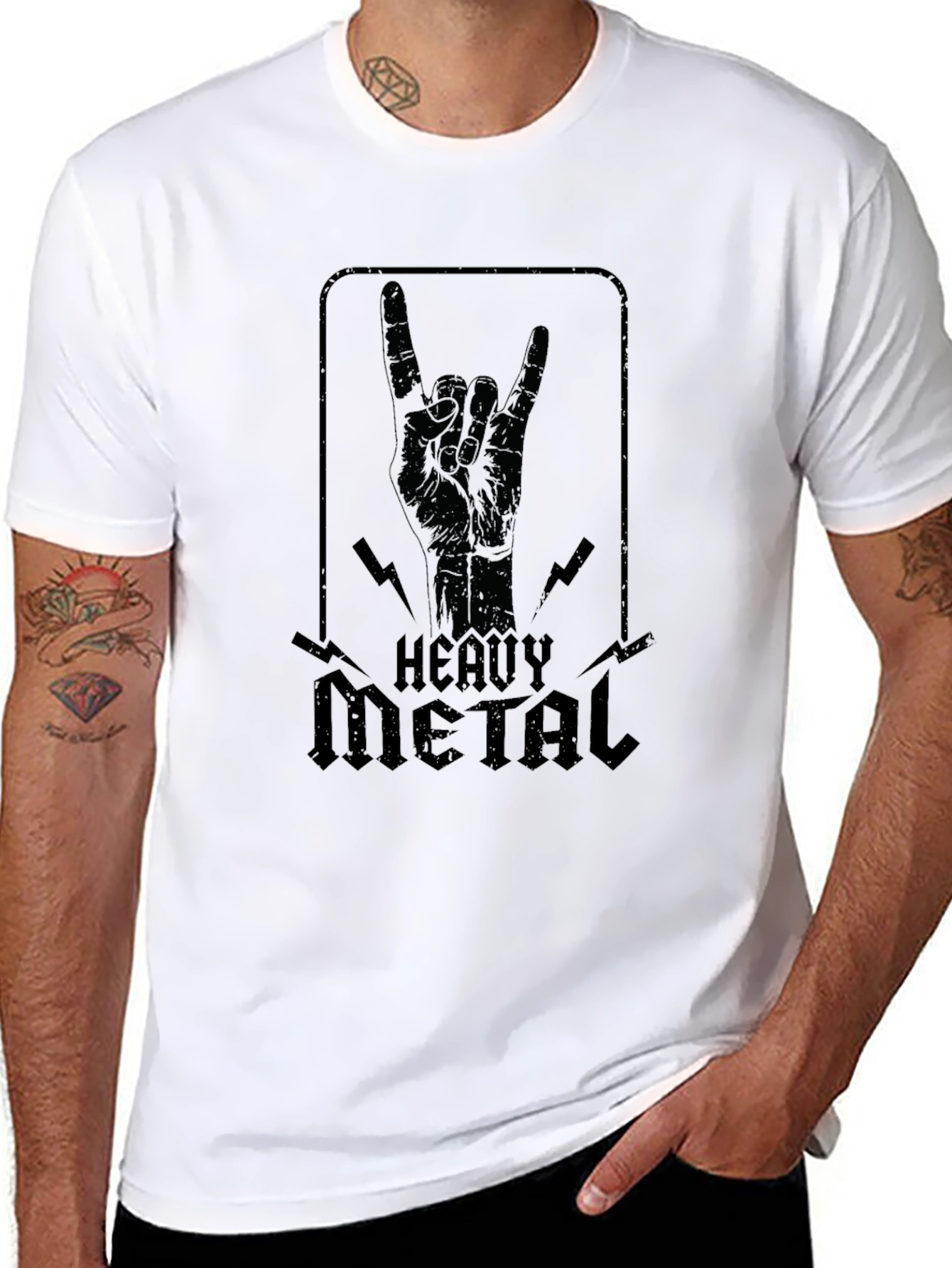 Heavy Metal Hand Sign Graphic Black T-Shirt