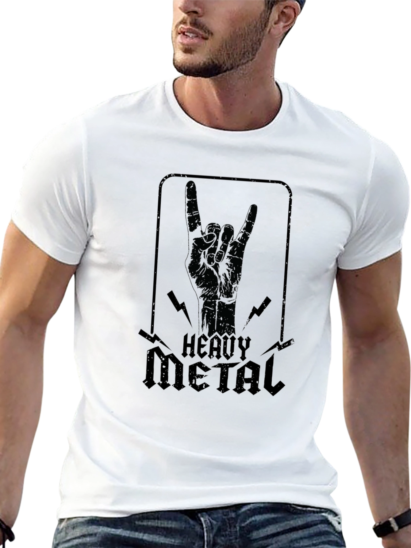 Heavy Metal Hand Sign Graphic Black T-Shirt