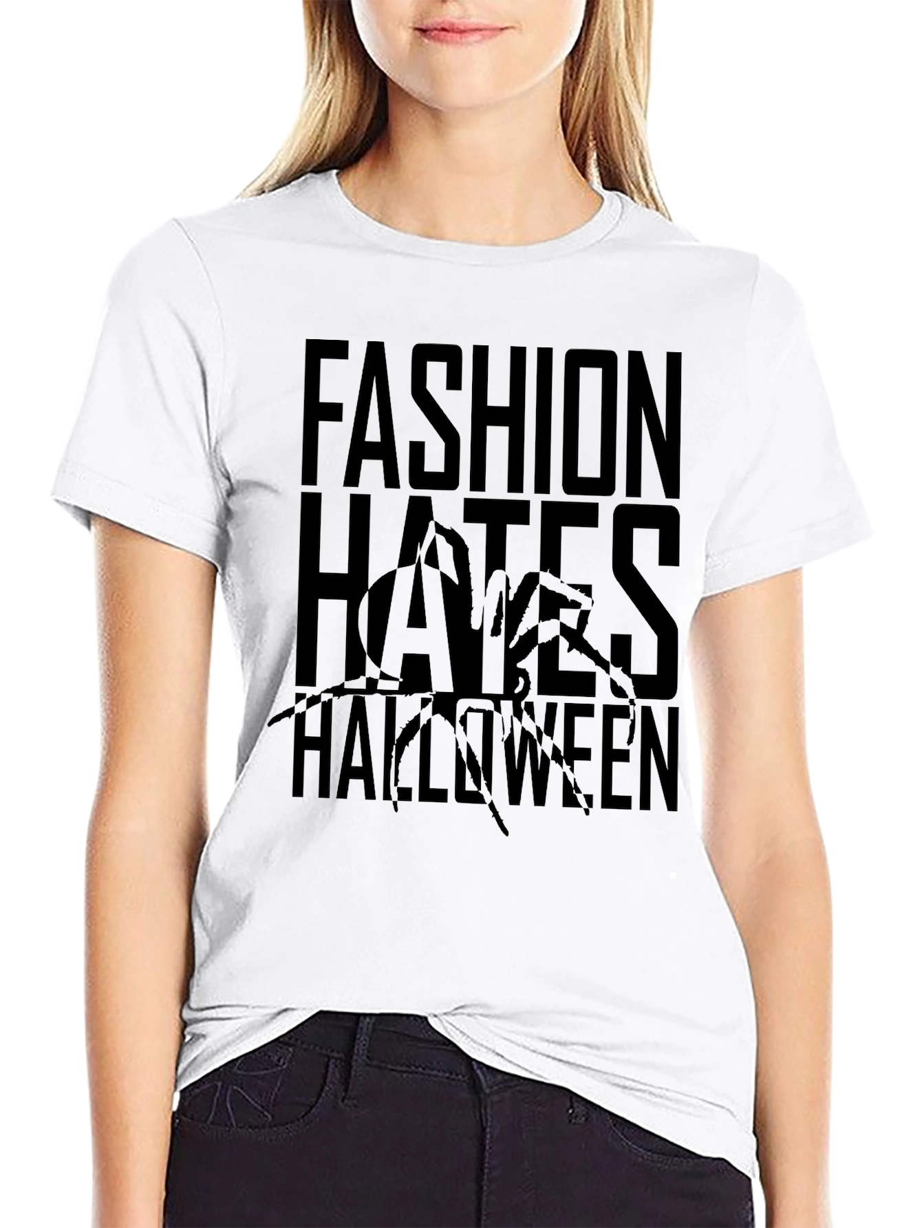 Fashion Hates Halloween Graphic Tee - Black