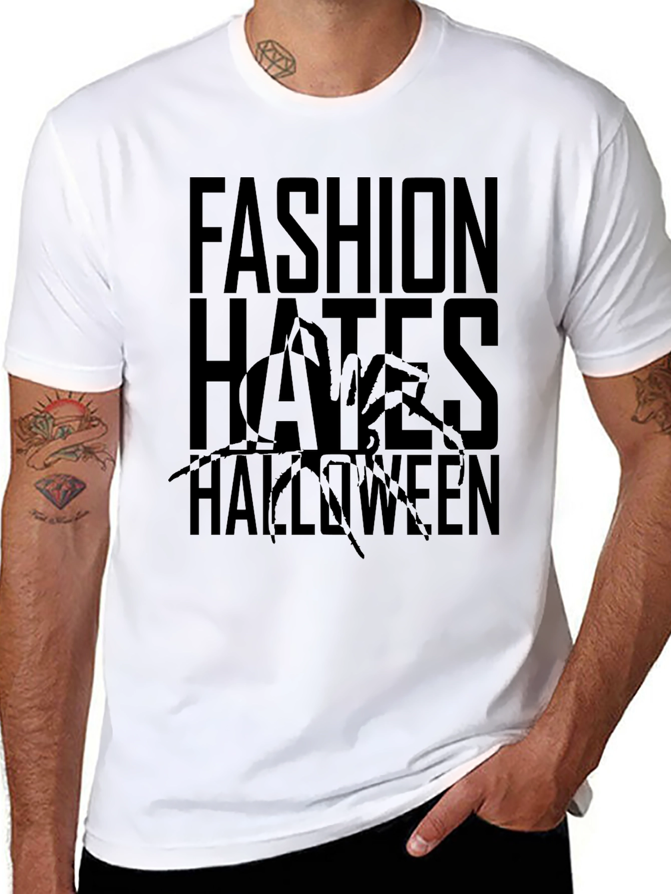 Fashion Hates Halloween Graphic Tee - Black