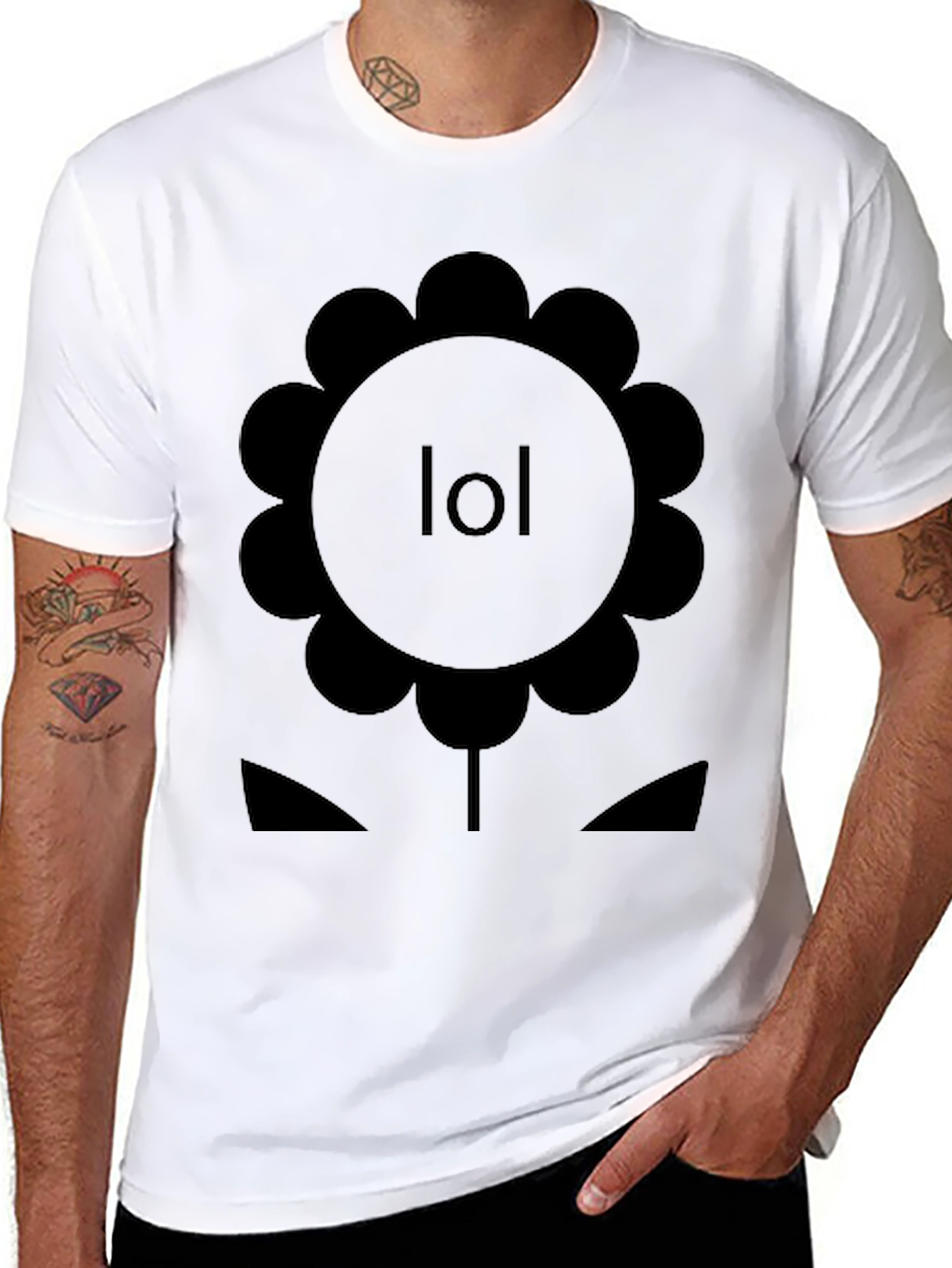 LOL Flower Graphic Tee - Black Cotton T-Shirt