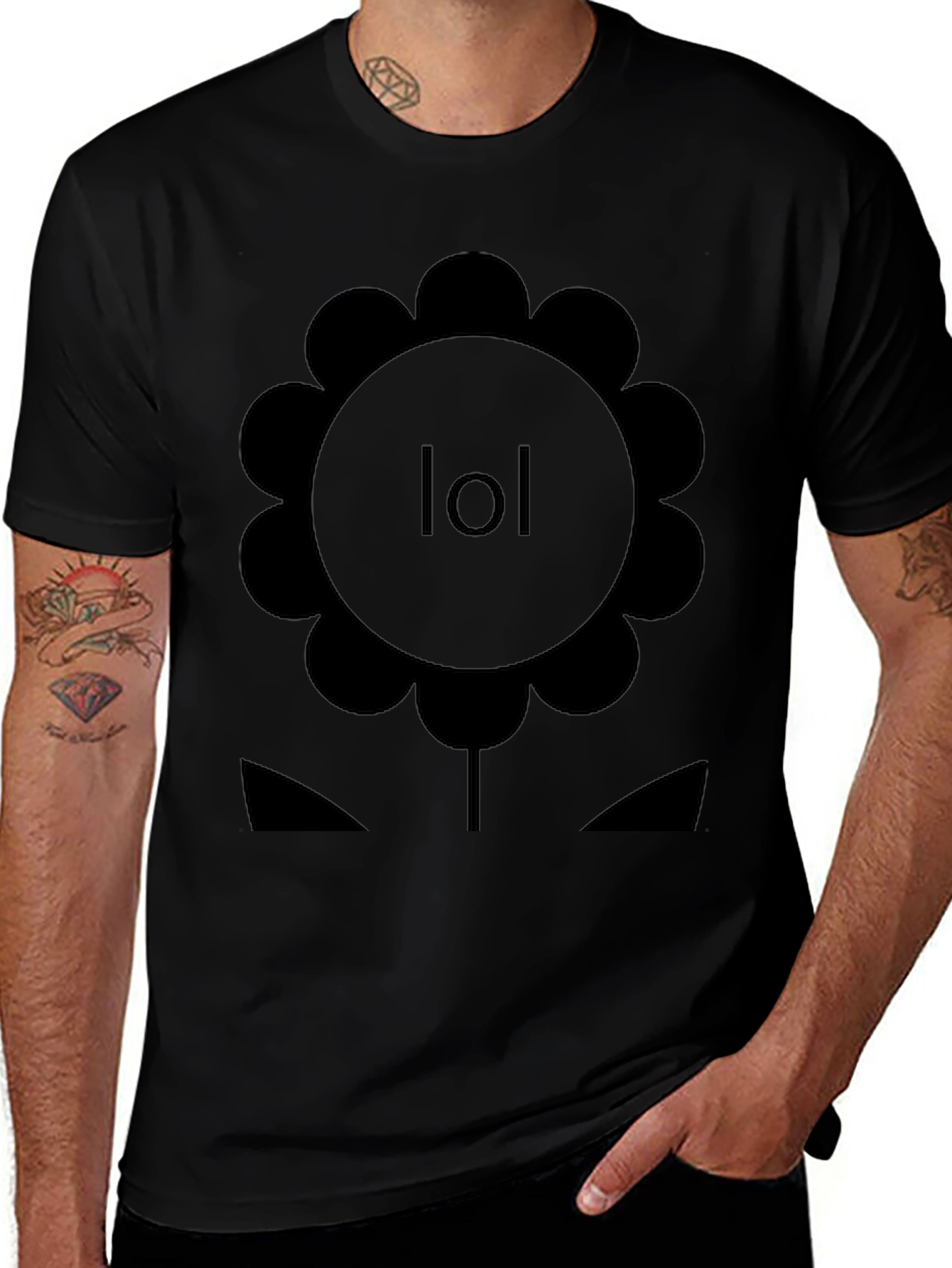 LOL Flower Graphic Tee - Black Cotton T-Shirt