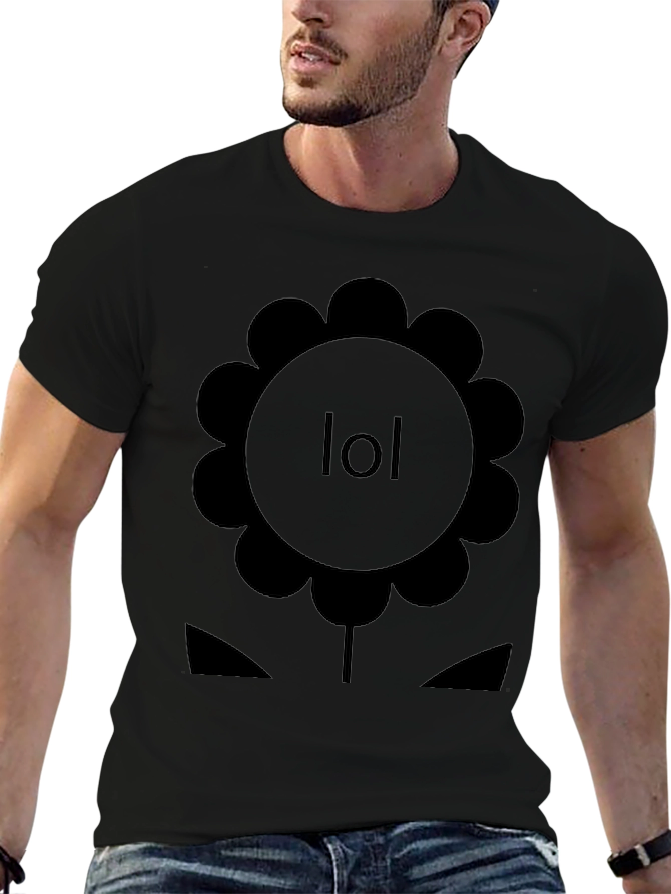 LOL Flower Graphic Tee - Black Cotton T-Shirt