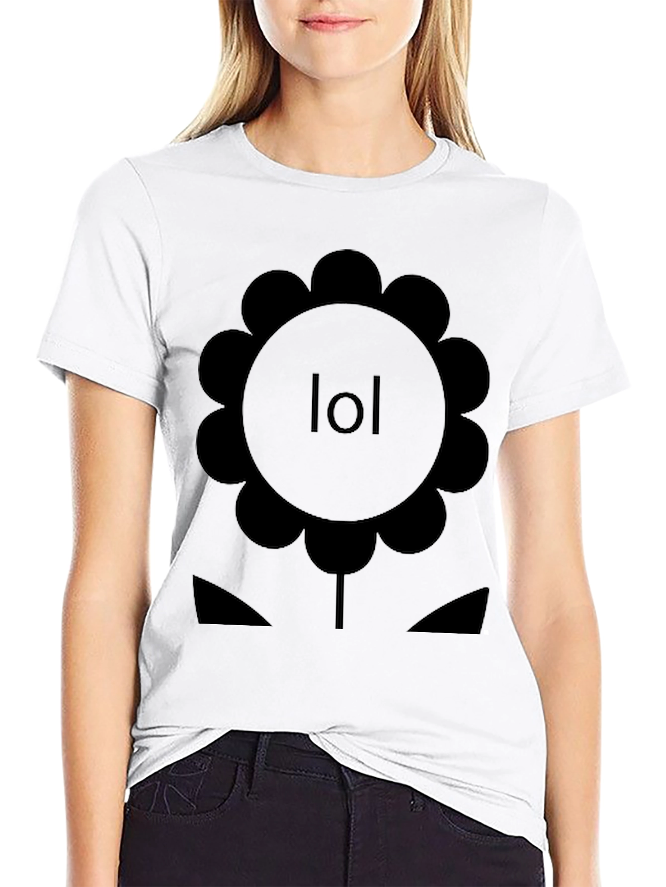 LOL Flower Graphic Tee - Black Cotton T-Shirt